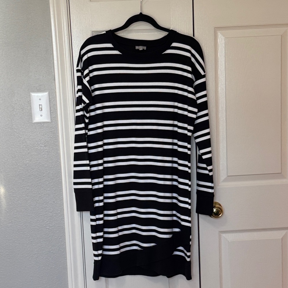 Talbots Black and White Striped Dress
